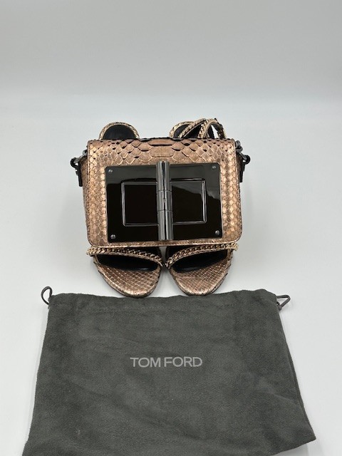 Tom Ford Natalia Bronze Metallic Python Handbag - image 1