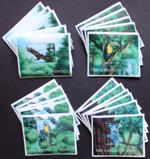 5 x Nevis 2001 Block 197 200 MNH Vögel Birds Papagei Koala Garden Eden