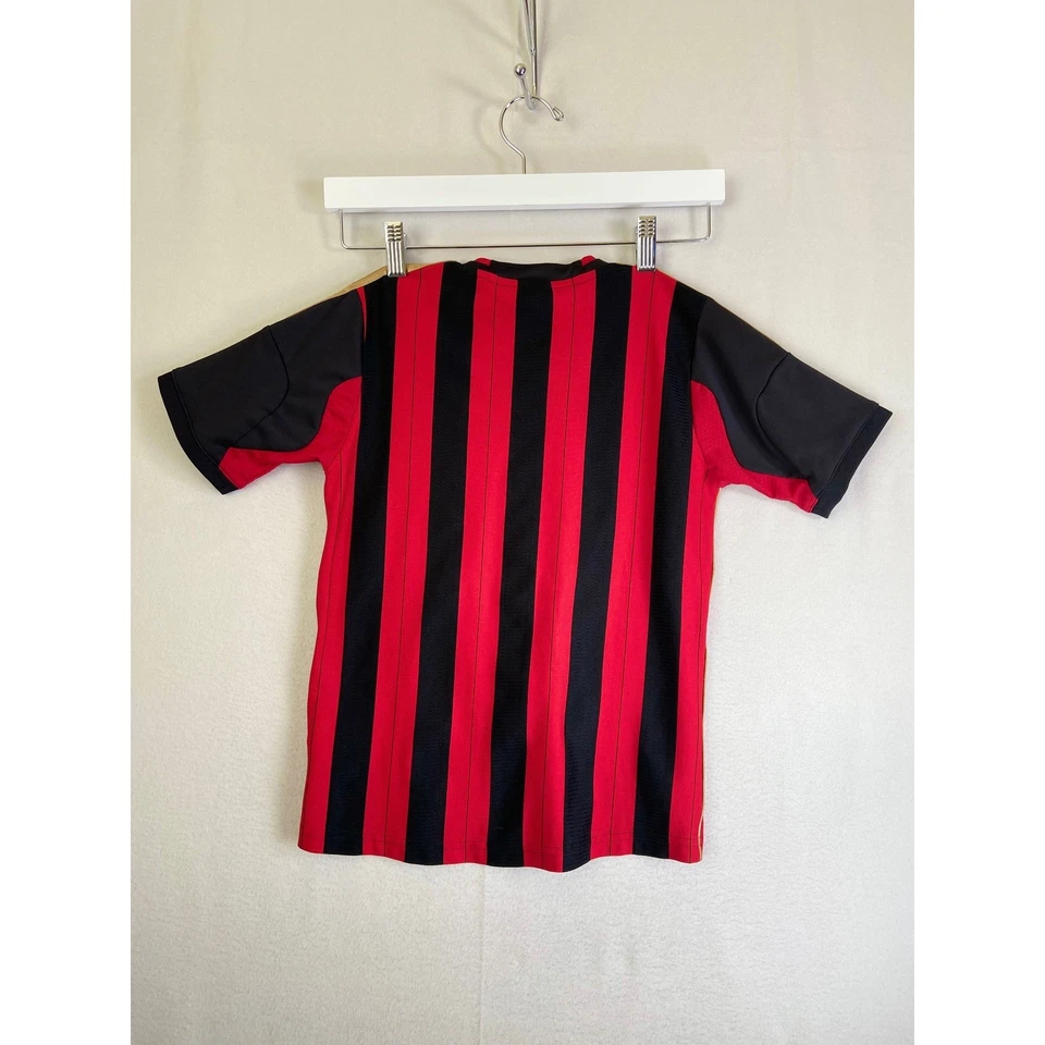 Adidas AC Milan Home Jersey Red Black Striped Soccer Shirt Kids S Fly Emirates - Image 2 of 4