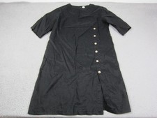 Lintico Linen Dress Womens Extra Large XL Black Midi Button Front Lagenlook