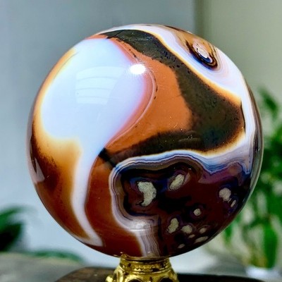 200G  Natural red stripe agate sphere Crystal Ball Madagascar mineral