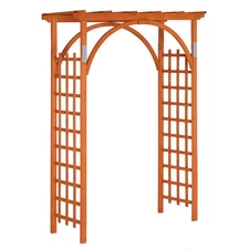 VINGLI 85in Wooden Garden Arbor Wedding Arch Wood Trellis Pergola Decor Teak