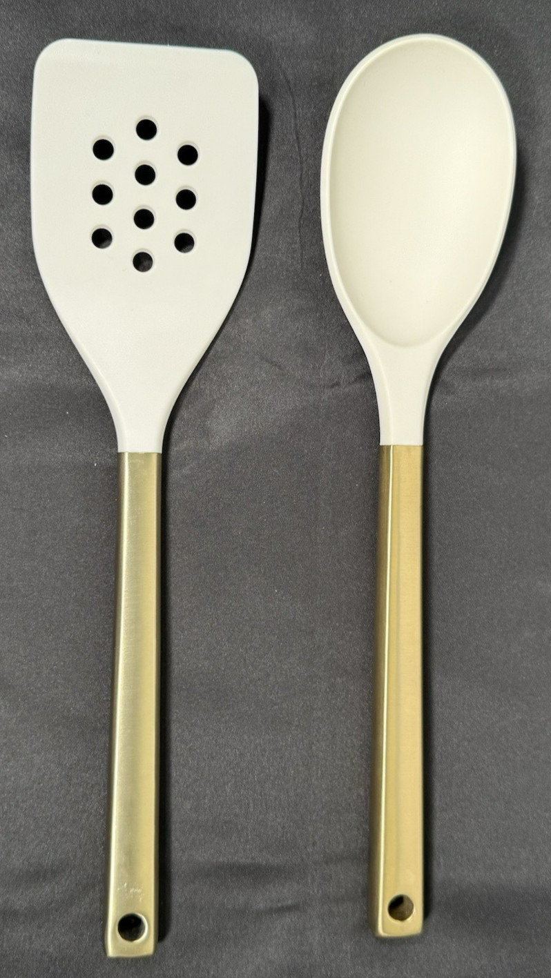 Figmint Silicone Kitchen Utensil Set Compact Champagne 2pc Steel/Nylon Utensils