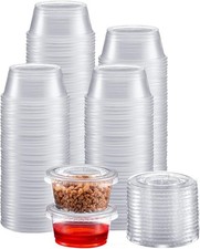 Portion Cups with Lids (3.25 Ounces, 200 Pack) | Disposable 3.25 oz. - Clear 