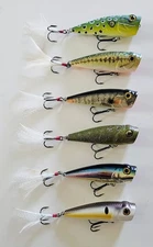 (6) H2O Xpress TWP Topwater Poppers 1/4 oz 2-1/2" 6 Colors In Set Pre-Owned 