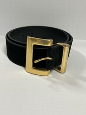 VTG Compagnie Internationale Express S Black Suede Stmt Belt Gold Hardware