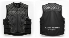 Custom Made Men  s Black Cowhide Leather Swat Motorcycle Vest Biker Club Riding