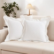 HAUSSY Scalloped Pillow Covers 18x18 Set of 2,Decorative Throw Pillows Cute A...
