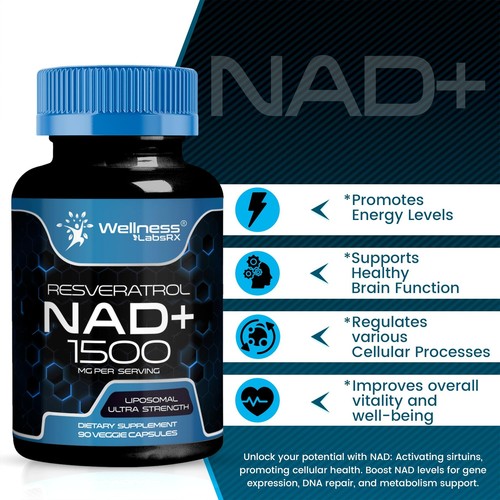 NAD Supplement, 1500mg - Liposomal NAD+ Supplement with Resveratrol, NAD Plus... - Picture 3 of 7