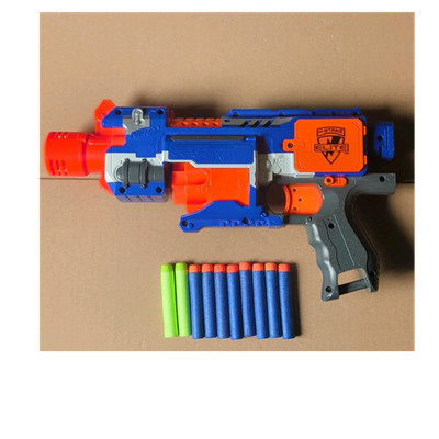 NERF Elite Dart-Blaster mit 10 Schaumstoff-Darts, blau/orange/grau