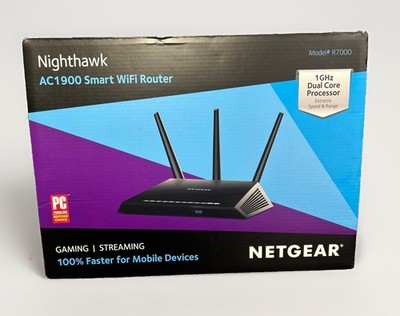 Netgear Nighthawk R7000 AC1900 Smart WiFi Router Tested w/ Box Accessories