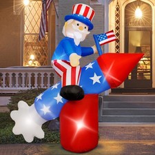 ATDAWN 5.6 FT Patriotic Independence Day 4th of July Inflatable Uncle Sam on ...