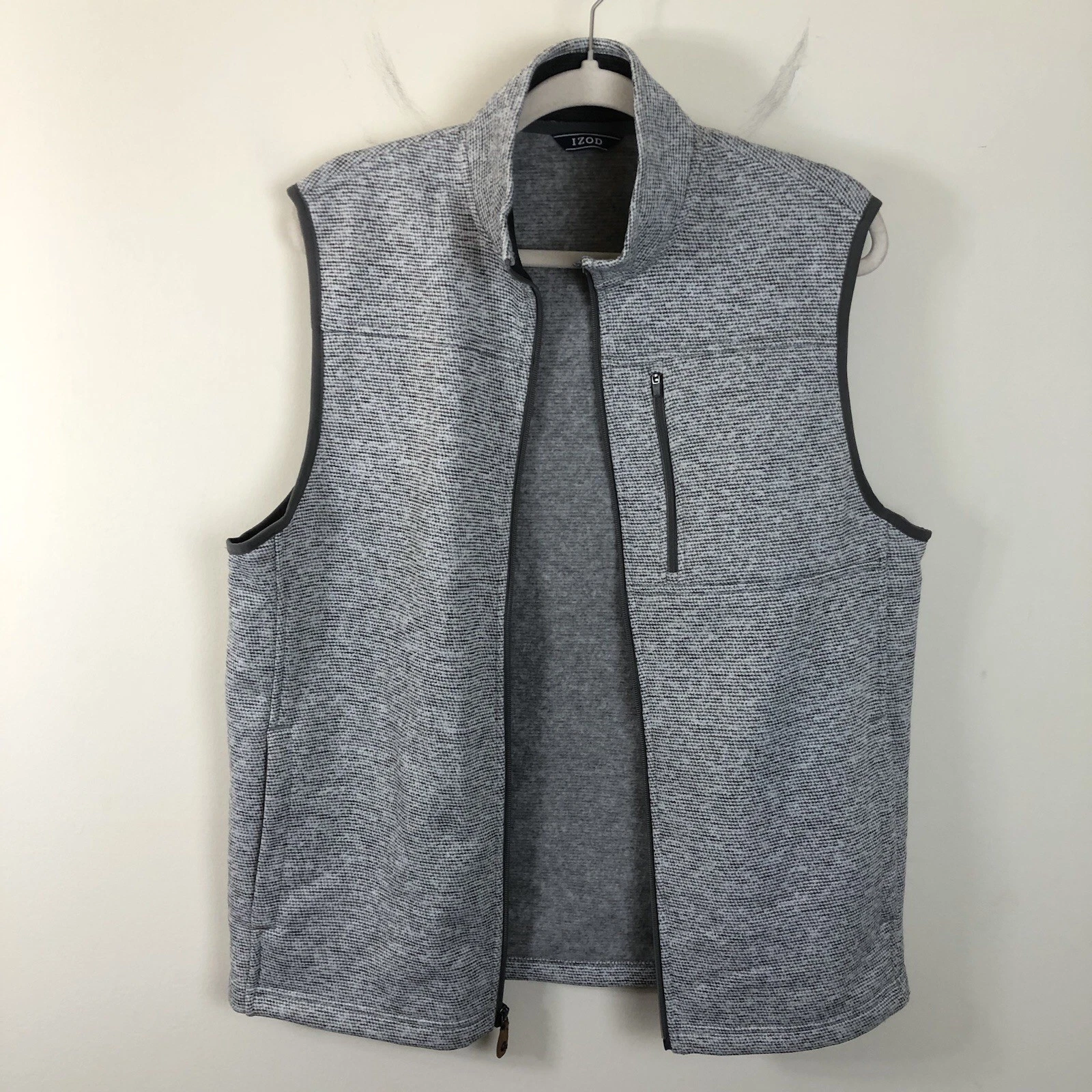 Izod Full Zip Sleeveless Outdoor Golf Vest Men’s Sz M Light Gray