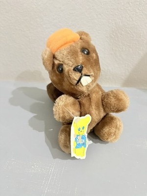 Vtg 1978 Dakin Bean Bags Bucky Beaver 8  Plush Stuffed Animal w/Original Tag