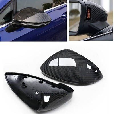 1X Carbon Fiber For VW Golf 8 MK8 VIII 2020+ Mirror Cover Cap with Lane Assist