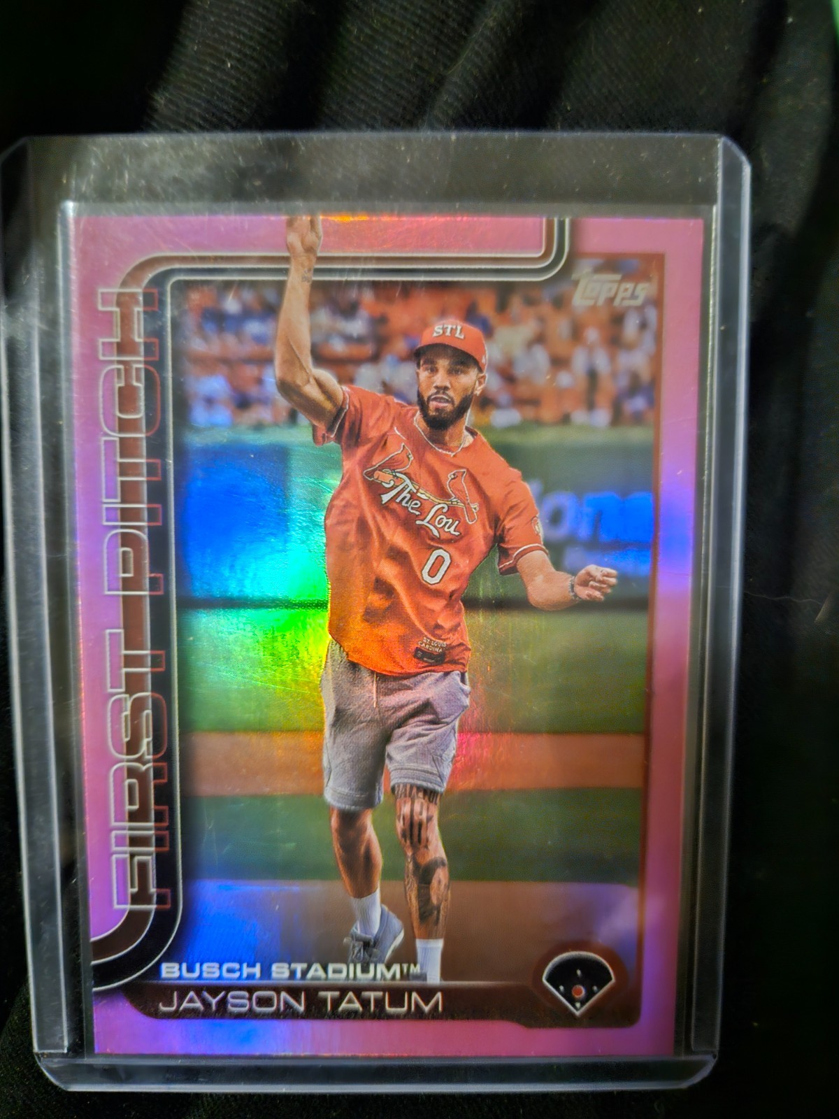 Jayson Tatum 2025 Topps Series 1 Baseball First Pitch Insert Pink  #FP-5