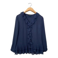 Banana Republic Navy Blue Tiered Ruffle Blouse Top 518143 NWT XXS 2XS Petite