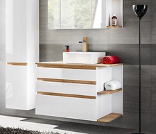Bathroom Vanity Sink Unit Countertop Basin Wall Cabinet White Gloss Oak Plat