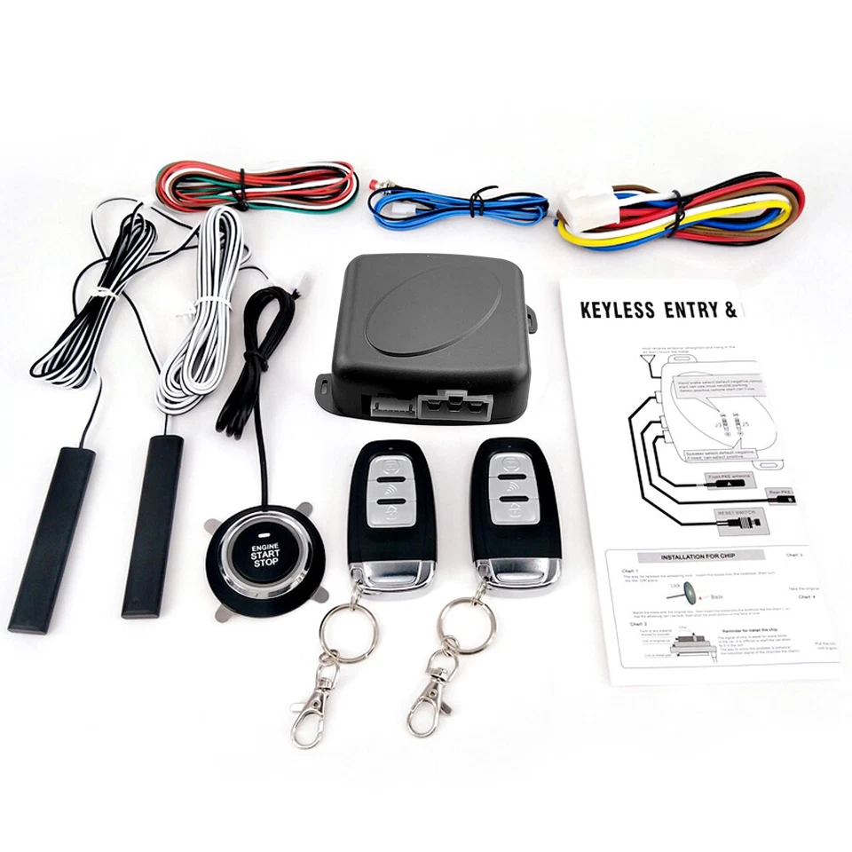 Sistema de alarma de arranque del motor de entrada sin llave para automóvil 9 piezas botón de arranque remoto EE. UU. Foto 3 de 4