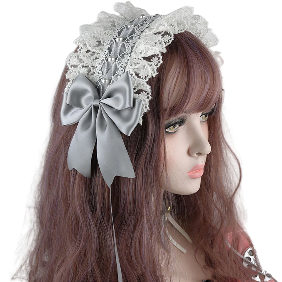 Mujeres Niñas Lolita Pelo Aro Criada Anime Juegos con disfraces Prendas para la cabeza Cinta Moño Diadema Foto 2 de 4