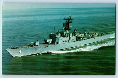 Bath Maine ME Postcard USS Talbot DEG 4 Guided Missile Escort Ship Vintage