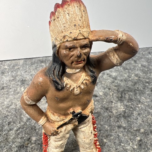 Tirelire vintage en fonte chef indien amérindien 6" de haut - Photo 16/24