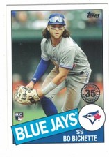 2020 Topps 85TB-45 Bo Bichette 1985 35th Anniversary rookie RC card Blue Jays