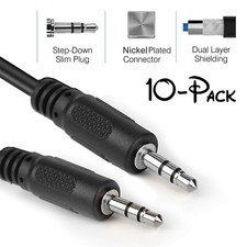 10pcs 3ft 3.5mm Male to Male Stereo Jack Audio Aux Auxiliary Cable