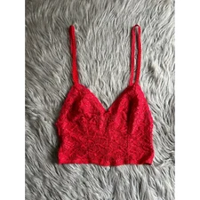 Vintage Alana Gale Lingerie Tank Womens Size Small Red Floral Lace Crop Top