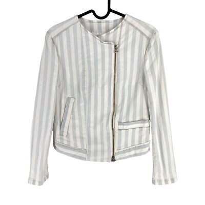 Jacob Cohen Damen Beige Gestreift Jacke Größe It 40 Eu 36 UK 8 US 6