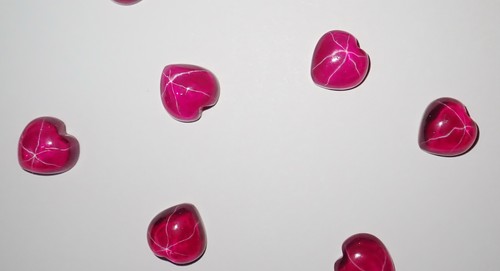 Transparent Star Ruby Heart 10x10 mm Cabochon 6 Rayed Lab-created 5 pieces Lot - Picture 8 of 12