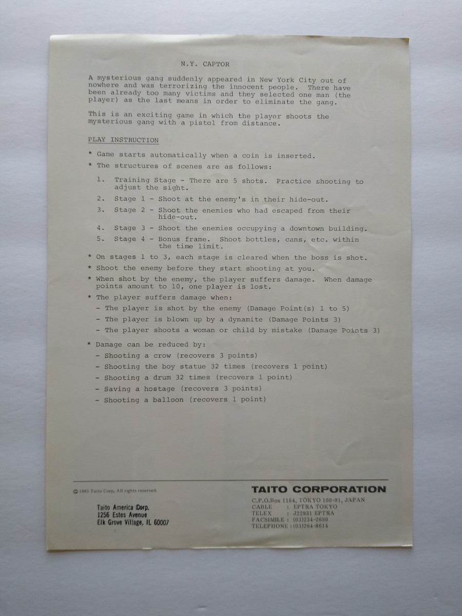 NY Captor Arcade Flyer Original 1985 Video Game Art Promo 8.25