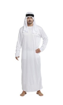 Arabischer Scheich Kostüm Herren Erwachsene Verkleidung Outfit Hirsch weiß