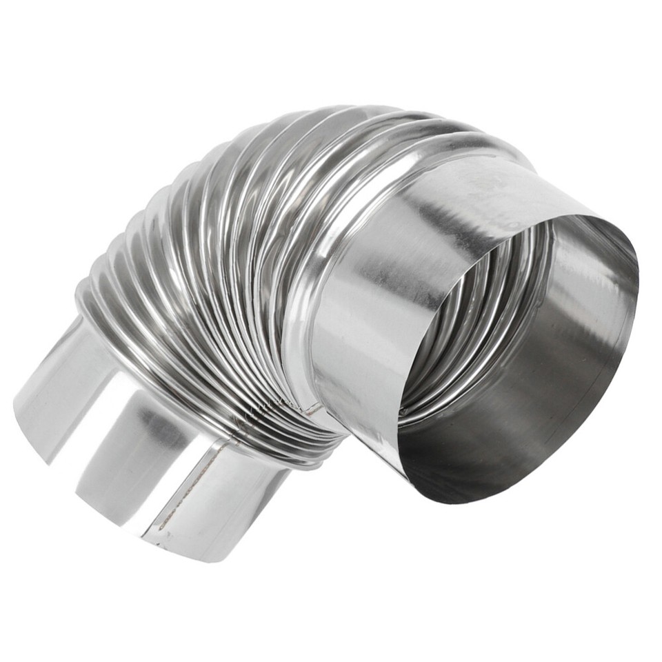 Elbow Pipe Connector Wood Stove Firewood Heating Stainless Steel