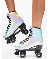   NEW in BOX  Silver Shiny Starlight Holographic Women Sized Roller Skate