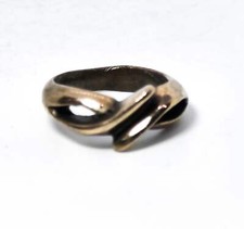 Retro Abstract Vermeil gold over sterling silver solid ring band size 6