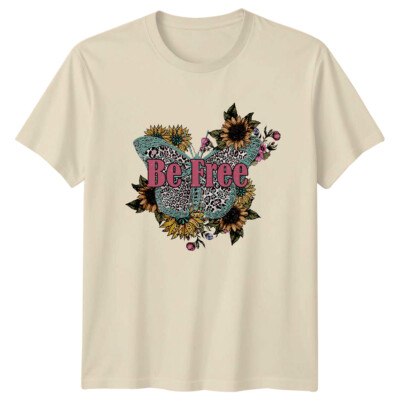 Be Free Leopard Schmetterling Sonnenblume Vintage Grafik T-Shirt