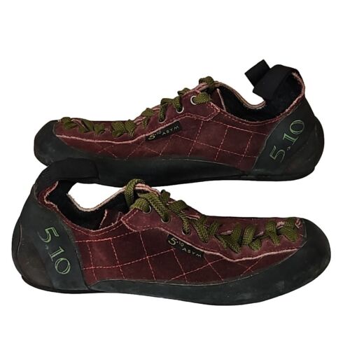 Five Ten Climbing Shoes 5.10 Mens US 8.5 Stealth C4 Maroon Suede Leather Lace Up