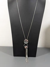 Charming Charlie Silver Tone Chain Fringe Tassel Long Necklace 28 inch