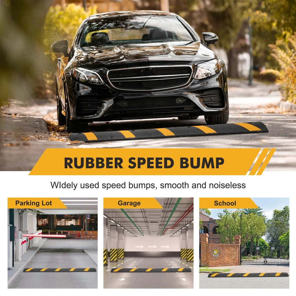 Paquete de 2 topes de velocidad de goma de 6 pies 2 canales 25000 libras de carga joroba de velocidad de alta resistencia Foto 2 de 4