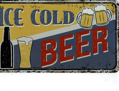 ICE COLD BEER   30x17- Blechschild-Sammelauflösung--Kellerbar-Partyraum-Zimmer-