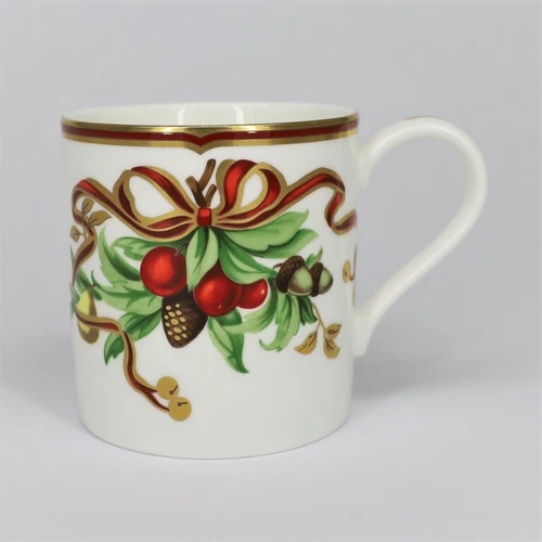 MINT TIFFANY & CO  WHITE HOLIDAY GARLAND CHRISTMAS MUG CUP RARE SIZE