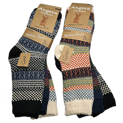 3 Paar Herren & Damen Angorawollsocken warme Vintage stil Wintersocken gestrickt