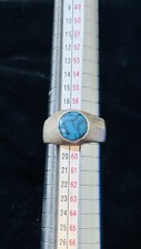 Southwestern Sterling Silver Oval Cabochon Blue Howlite Ring Size 8.5