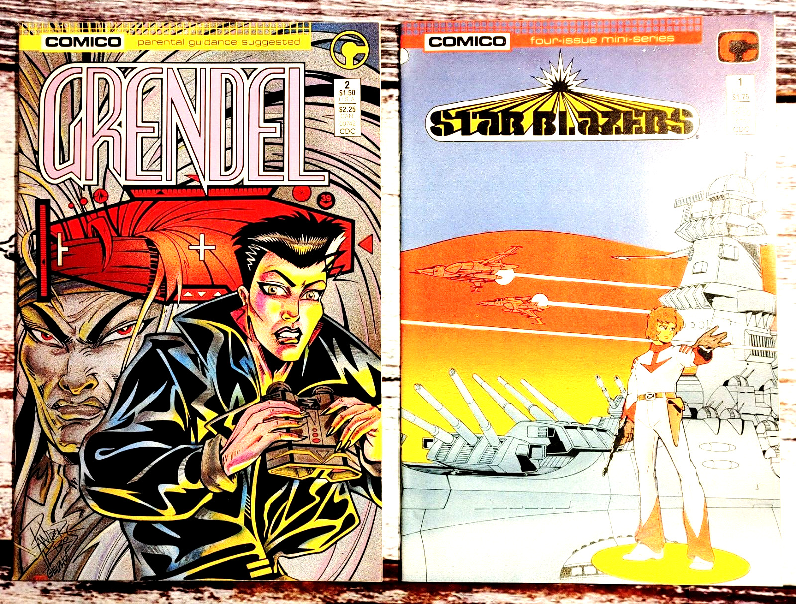 Lot of 2 Comico Titled Comics. Grendel #2, 1986 and Star Blazers #1, 1987.