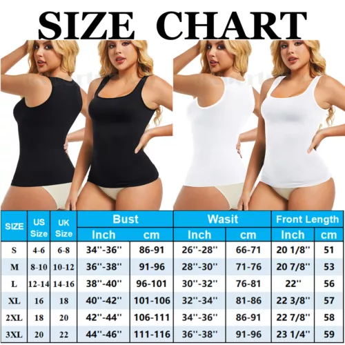 Women Seamless Slim Vest Tummy Control Body Shaper Compression Ribbed Tank Top - Picture 2 of 27
