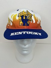 Vintage Kentucky Wildcats On Fire Hat Flames Front Row Snapback Cap 90s NCAA UK