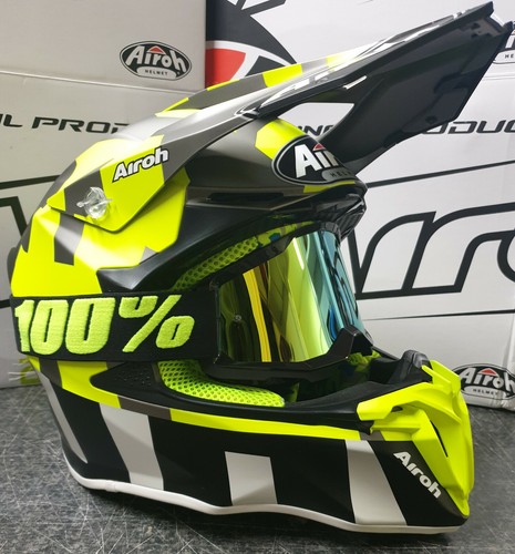 NUOVO AIROH Twist 2.0 Anth GIALLO CASCO 100% Nero Occhiali Lente a Specchio  S L XL | eBay