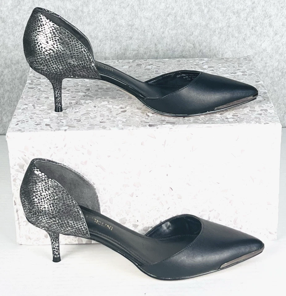 Zapatos de salón Enzo Angiolini 6,5 m negros tacón de gatito punta puntiaguda clásicos góticos brujos Foto 2 de 4