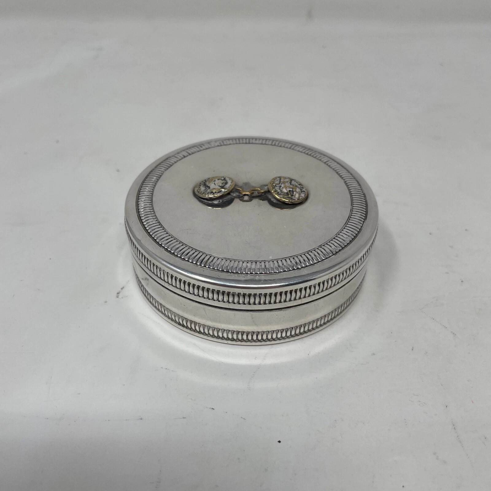 Boîte à bijoux Christian Dior plaqué argent boutons de manchette années 1960
